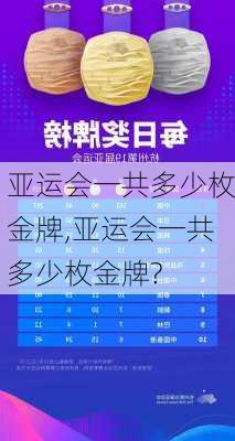 亚运会一共多少枚金牌,亚运会一共多少枚金牌?