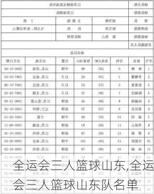 全运会三人篮球山东,全运会三人篮球山东队名单