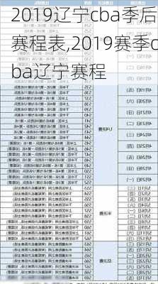 2019辽宁cba季后赛程表,2019赛季cba辽宁赛程