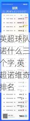 英超球队诺什么三个字,英超诺维奇排名