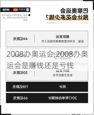 2008办奥运会,2008办奥运会是赚钱还是亏钱