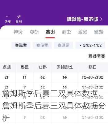 詹姆斯季后赛三双具体数据,詹姆斯季后赛三双具体数据分析