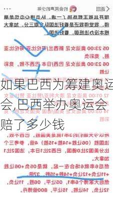 如果巴西为筹建奥运会,巴西举办奥运会赔了多少钱