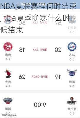 NBA夏联赛程何时结束,nba夏季联赛什么时候结束