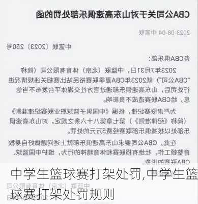 中学生篮球赛打架处罚,中学生篮球赛打架处罚规则