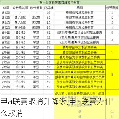 甲a联赛取消升降级,甲a联赛为什么取消