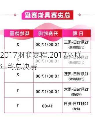 2017羽联赛程,2017羽联年终总决赛