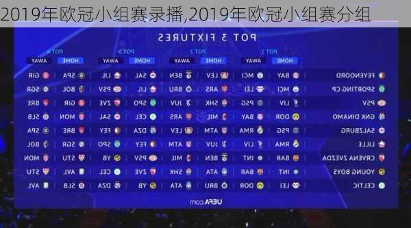 2019年欧冠小组赛录播,2019年欧冠小组赛分组