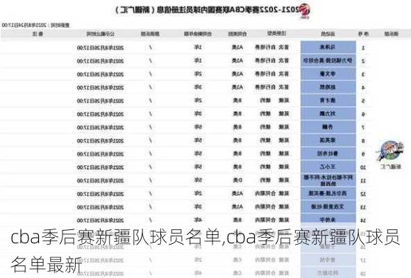 cba季后赛新疆队球员名单,cba季后赛新疆队球员名单最新