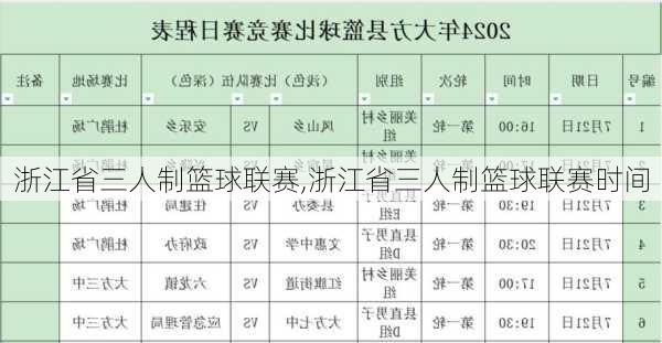 浙江省三人制篮球联赛,浙江省三人制篮球联赛时间