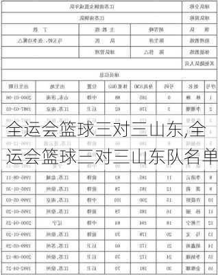 全运会篮球三对三山东,全运会篮球三对三山东队名单