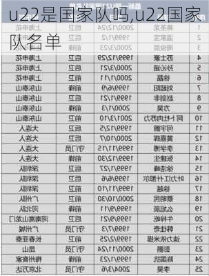 u22是国家队吗,u22国家队名单