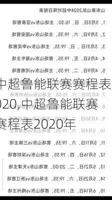 中超鲁能联赛赛程表2020,中超鲁能联赛赛程表2020年