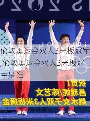 伦敦奥运会双人3米板冠军,伦敦奥运会双人3米板冠军是谁