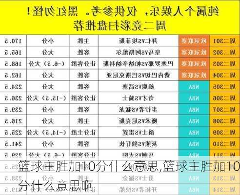 篮球主胜加10分什么意思,篮球主胜加10分什么意思啊