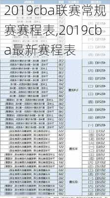 2019cba联赛常规赛赛程表,2019cba最新赛程表