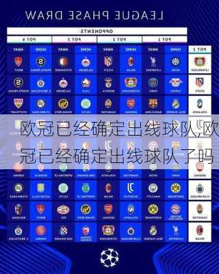 欧冠已经确定出线球队,欧冠已经确定出线球队了吗