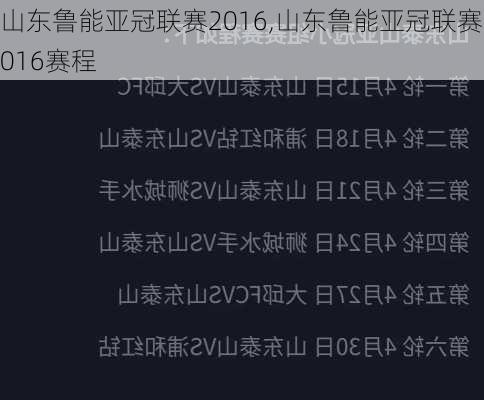 山东鲁能亚冠联赛2016,山东鲁能亚冠联赛2016赛程