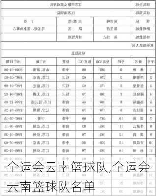 全运会云南篮球队,全运会云南篮球队名单