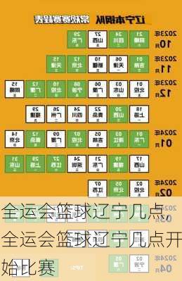 全运会篮球辽宁几点,全运会篮球辽宁几点开始比赛