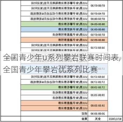 全国青少年u系列攀岩联赛时间表,全国青少年攀岩优系列比赛