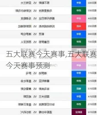 五大联赛今天赛事,五大联赛今天赛事预测