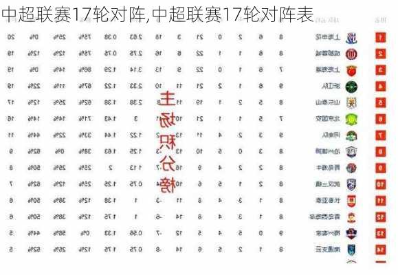 中超联赛17轮对阵,中超联赛17轮对阵表