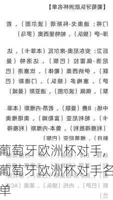 葡萄牙欧洲杯对手,葡萄牙欧洲杯对手名单