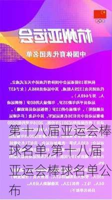 第十八届亚运会棒球名单,第十八届亚运会棒球名单公布