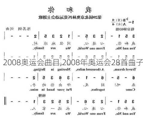 2008奥运会曲目,2008年奥运会28首曲子