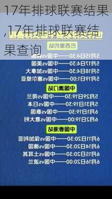 17年排球联赛结果,17年排球联赛结果查询