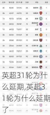 英超31轮为什么延期,英超31轮为什么延期了