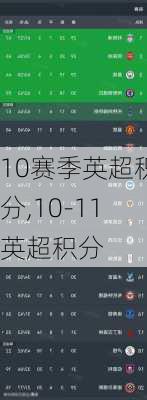 10赛季英超积分,10-11英超积分