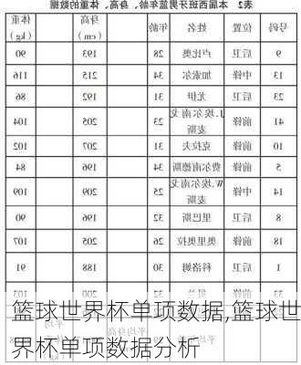 篮球世界杯单项数据,篮球世界杯单项数据分析