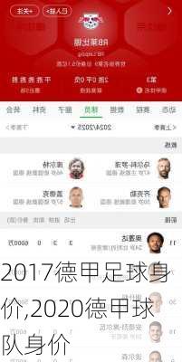 2017德甲足球身价,2020德甲球队身价