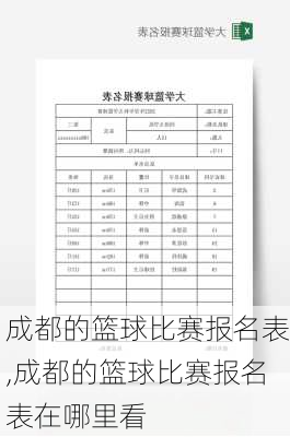 成都的篮球比赛报名表,成都的篮球比赛报名表在哪里看