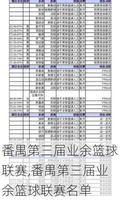 番禺第三届业余篮球联赛,番禺第三届业余篮球联赛名单