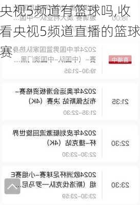 央视5频道有篮球吗,收看央视5频道直播的篮球赛