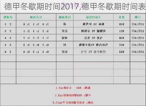 德甲冬歇期时间2017,德甲冬歇期时间表