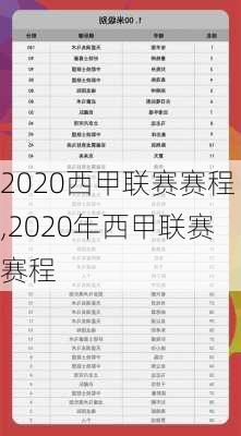 2020西甲联赛赛程,2020年西甲联赛赛程