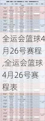 全运会篮球4月26号赛程,全运会篮球4月26号赛程表