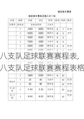 八支队足球联赛赛程表,八支队足球联赛赛程表格