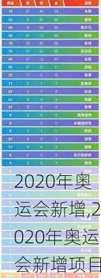 2020年奥运会新增,2020年奥运会新增项目