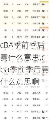 cBA季前季后赛什么意思,cba季前季后赛什么意思啊